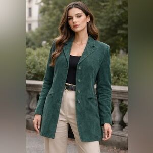 Dennis Basso Leather Blazer Dark‎ Academia